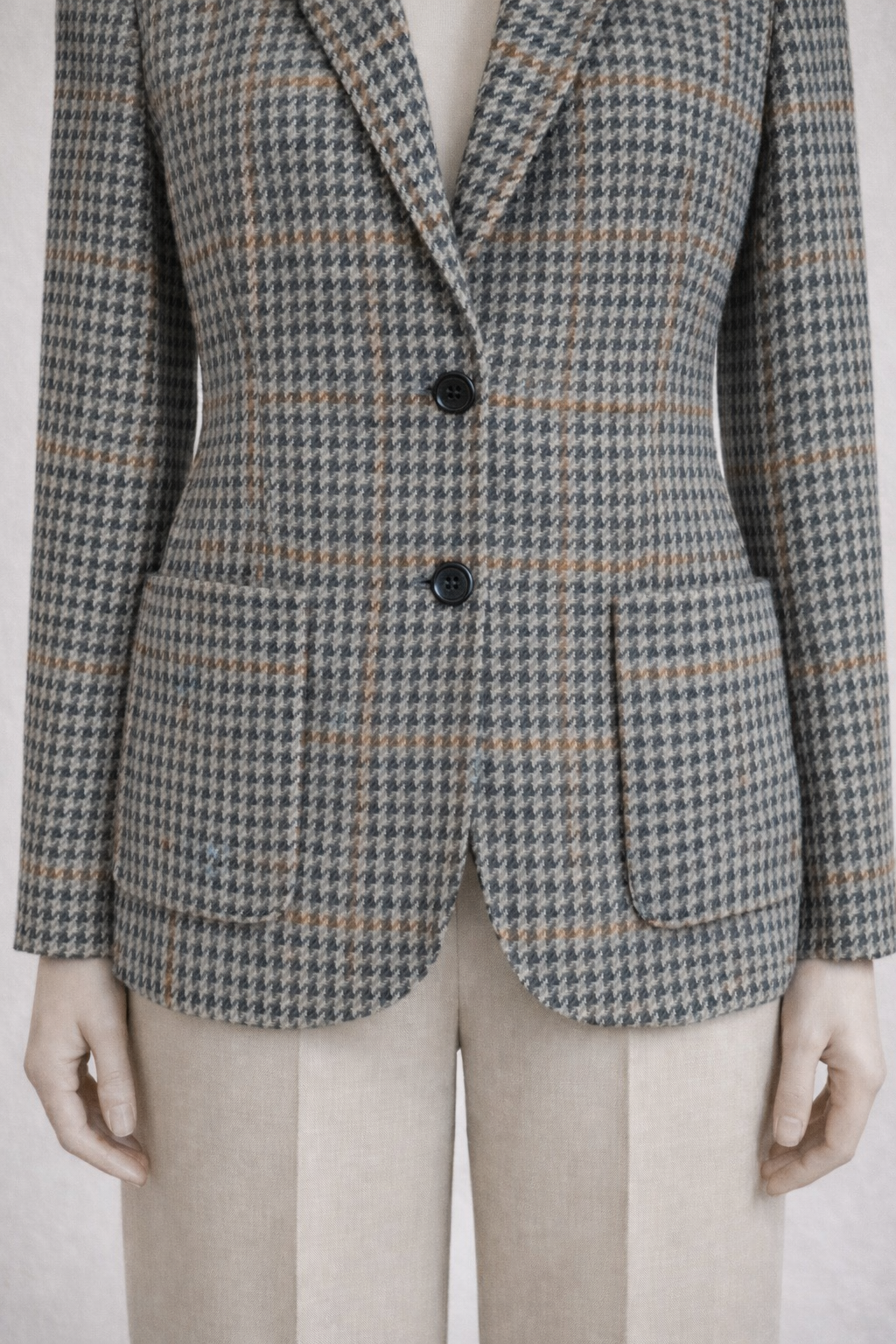 Blazer authentique Burberry en laine à motif pied-de-poule vintage