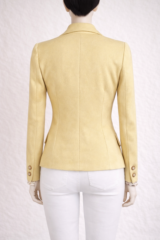 Blazer en cachemire et soie jaune Pierre Cardin vintage