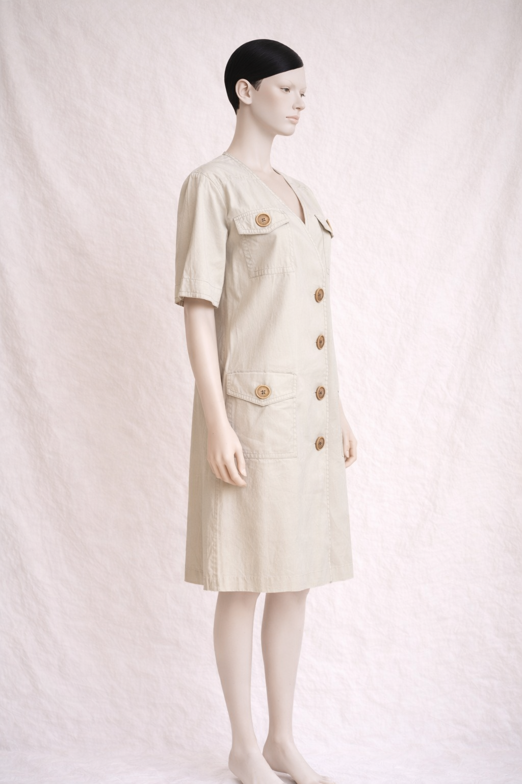 Robe saharienne nude en coton Yves Saint Laurent vintage authentique