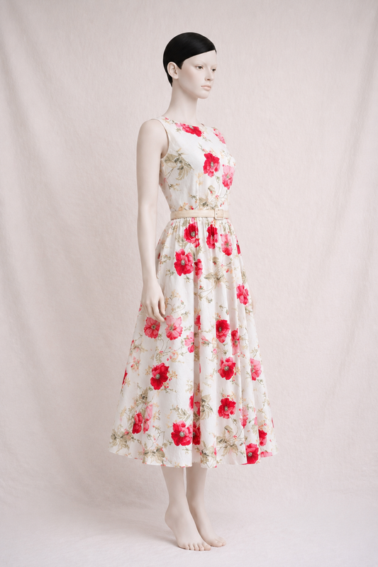 Robe d'été longue sans manches Laura Ashley en coton floral vintage