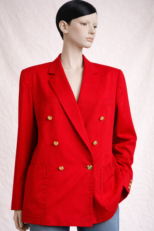 Blazer Burberry authentique en laine rouge vintage