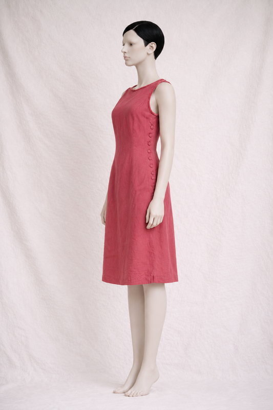 Terracotta linen summer dress Laura Ashley vintage
