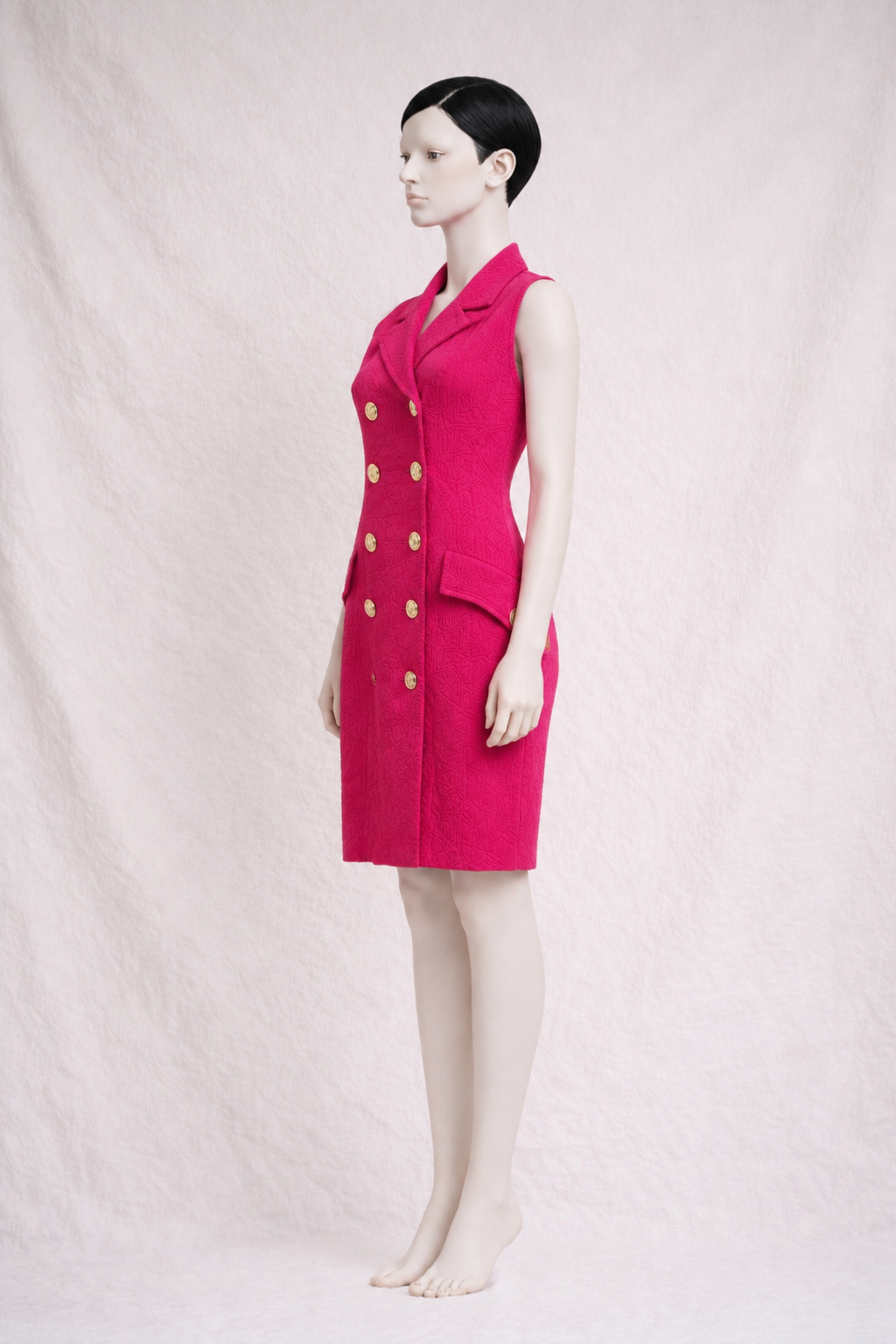 Robe d'été en jacquard fuchsia Pierre Balmain Paris vintage authentique