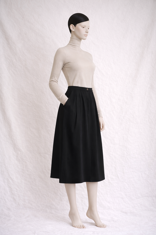 Authentic vintage Yves Saint Laurent black wool skirt