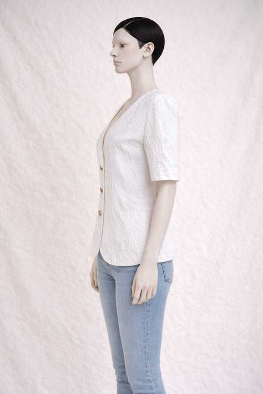 Blazer en coton blanc manches courts Yves Saint Laurent vintage