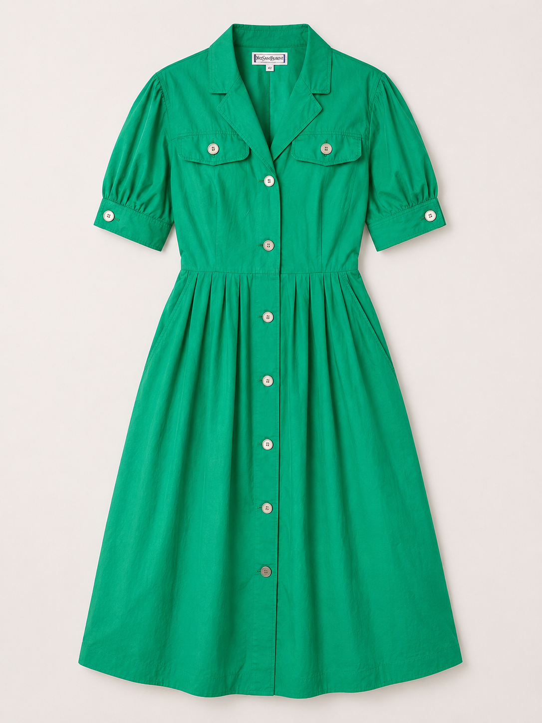 Robe en coton vert émeraude Yves Saint Laurent vintage authentique