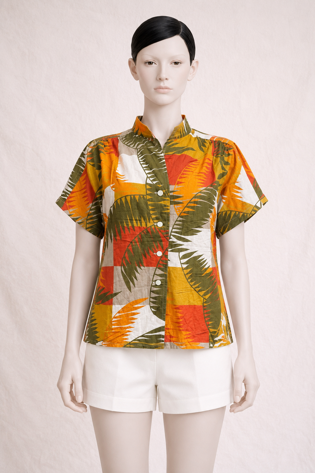 Chemisier en coton aux accents tropicaux Pierre Cardin vintage authentique