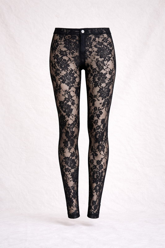Legging Dolce & Gabbana authentique en dentelle noire florale neuf