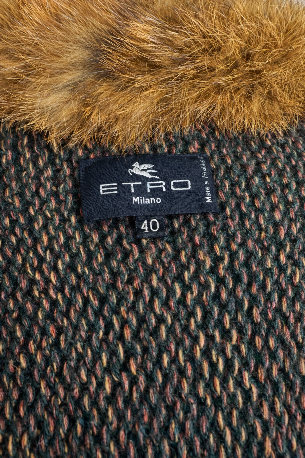 Cardigan Etro Milano en maille chinée et col fourrure de lapin