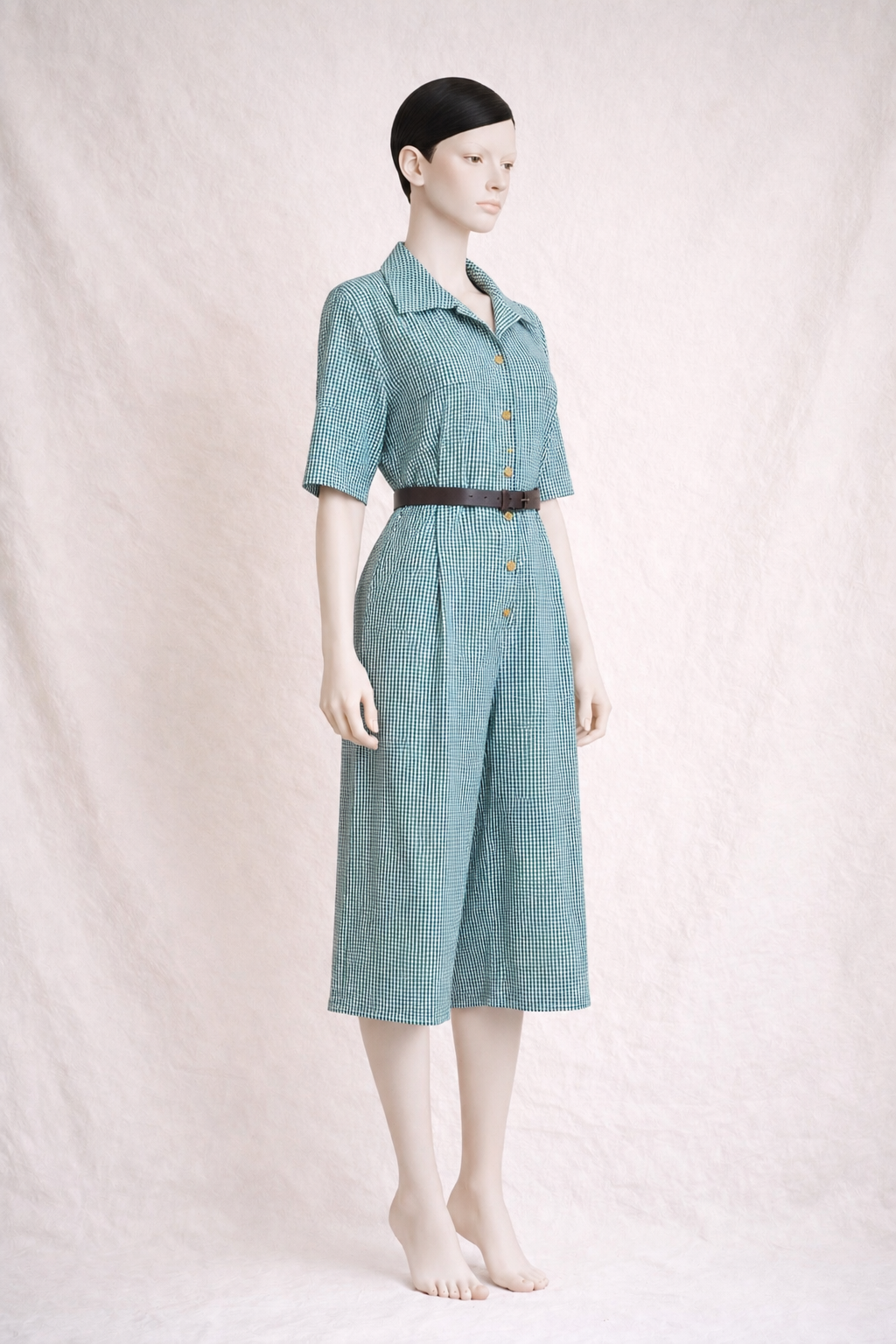 Combinaison authentique Burberrys of London vintage à motif vichy vert et blanc