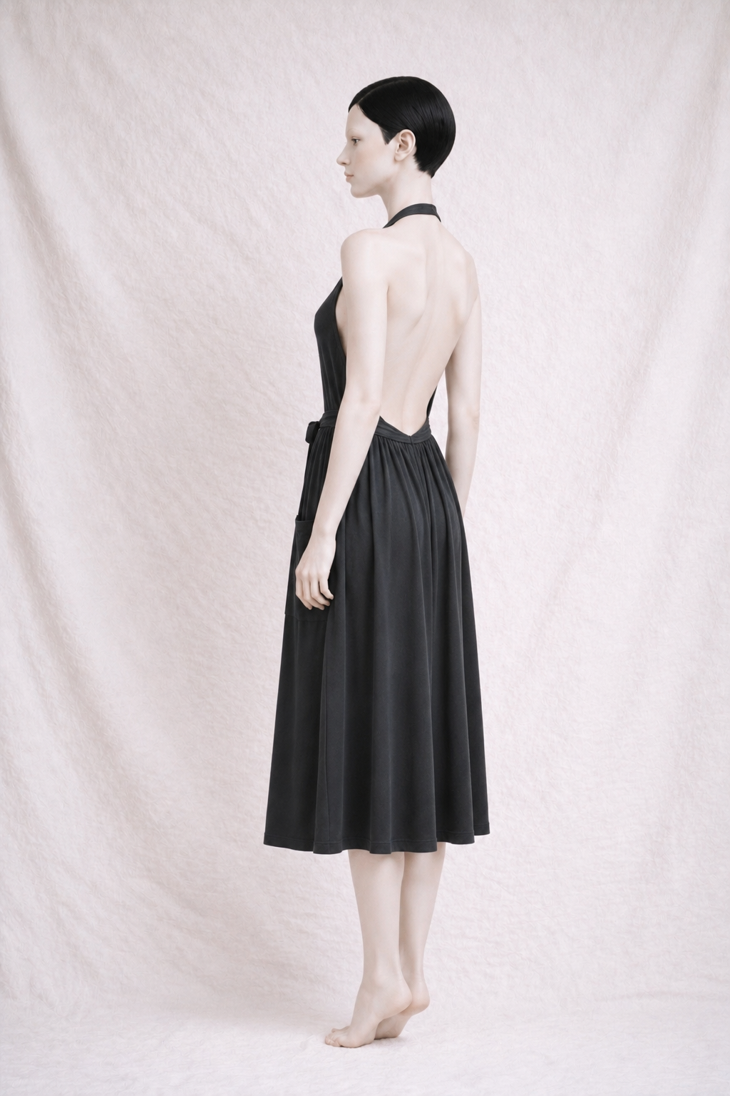 Robe noire Sonia Rykiel Paris dos nu en jersey vintage