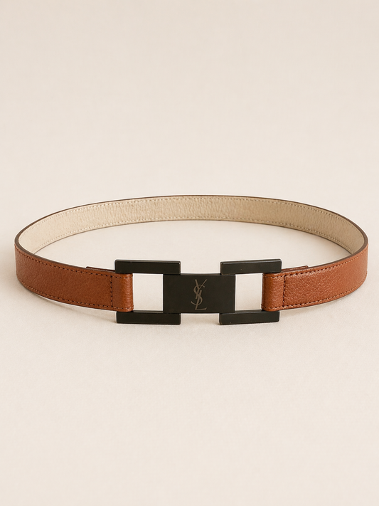Ceinture en cuir marron Yves Saint Laurent authentique