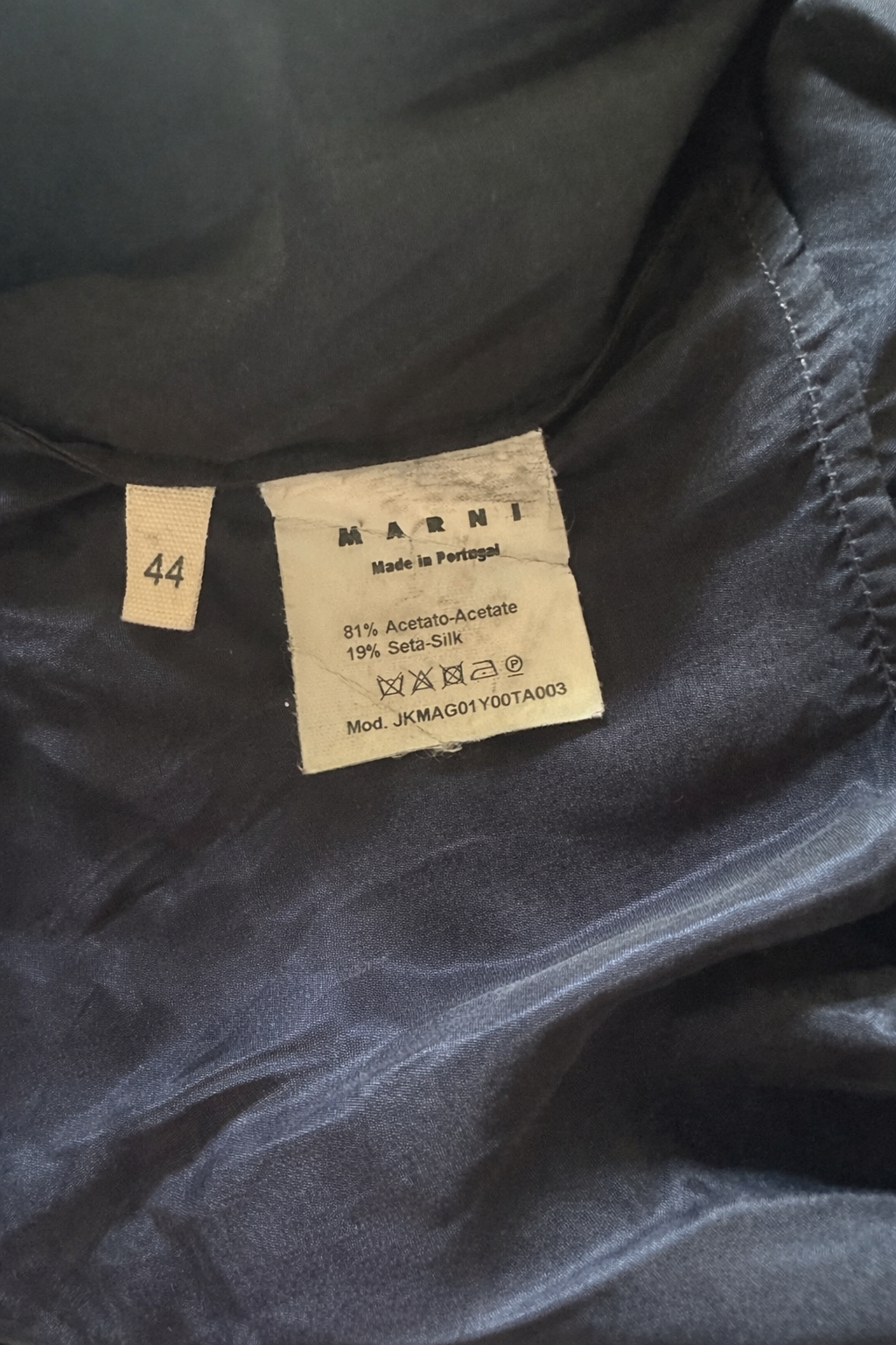Veste court Marni bleu marine en soie