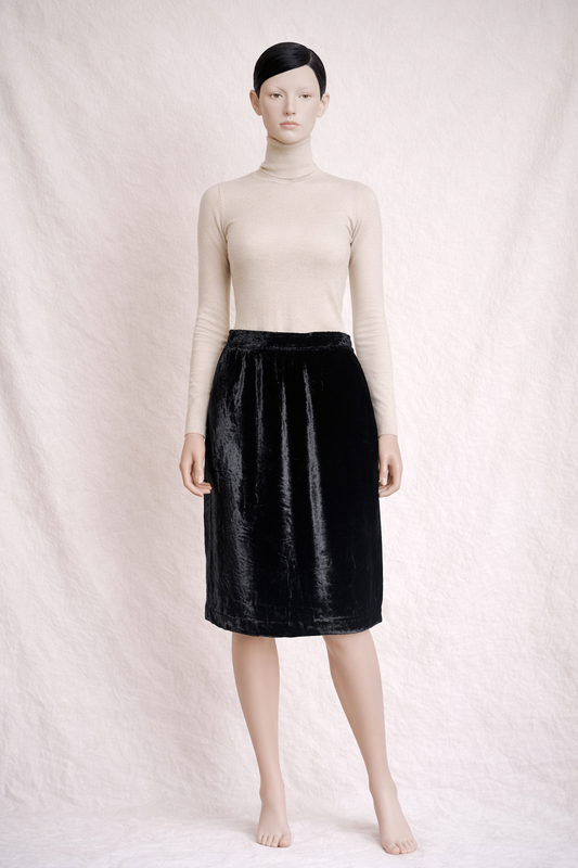 Jupe en velours de soie Saint Laurent Rive Gauche noir