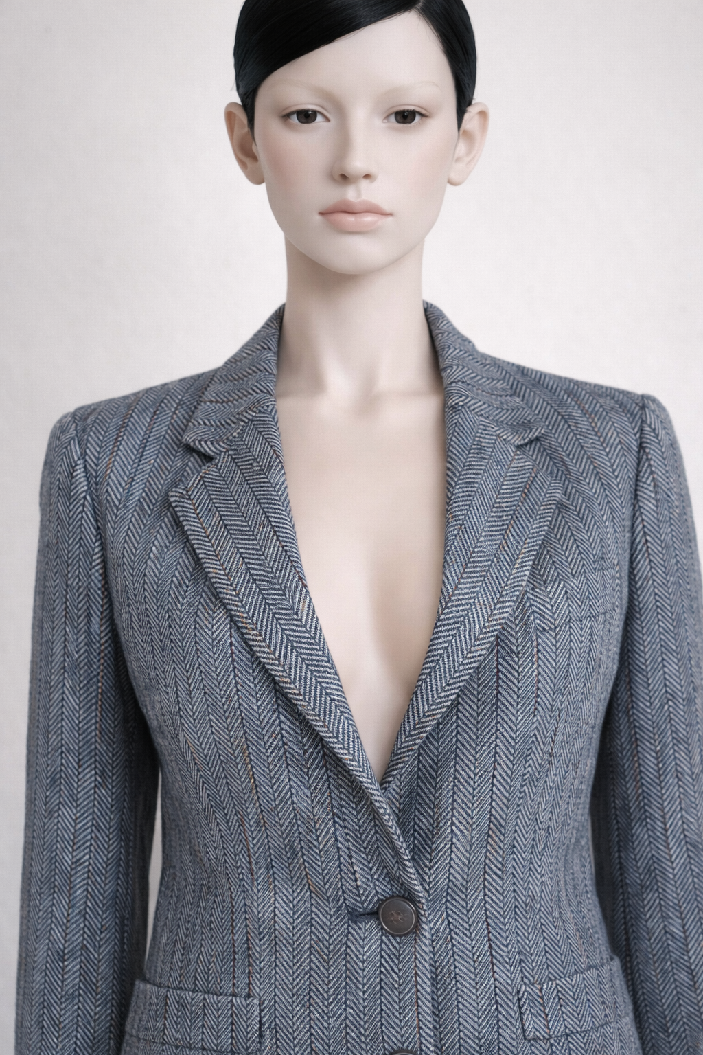 Blazer Burberrys authentique en pure laine à motif chevron gris