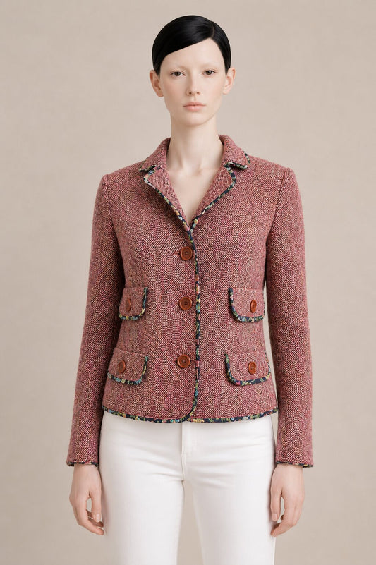Authentic Cacharel blazer in pink houndstooth virgin wool vintage