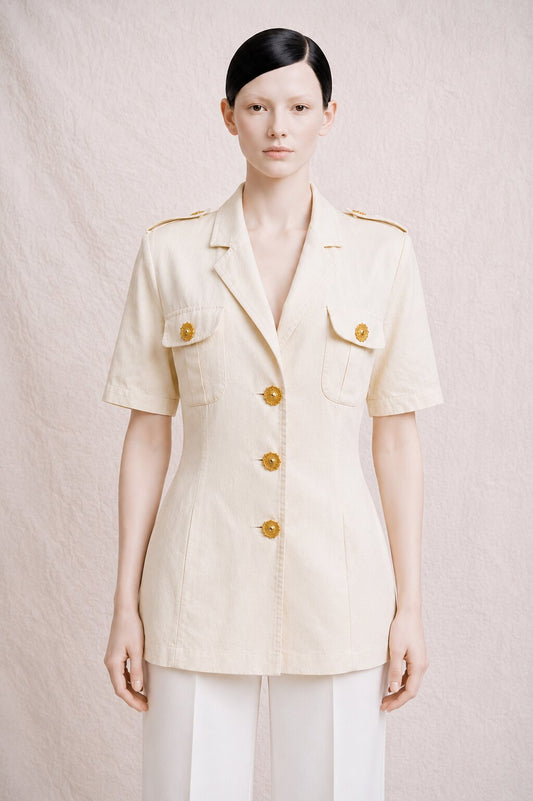Authentic cotton safari blazer Louis Féraud vintage