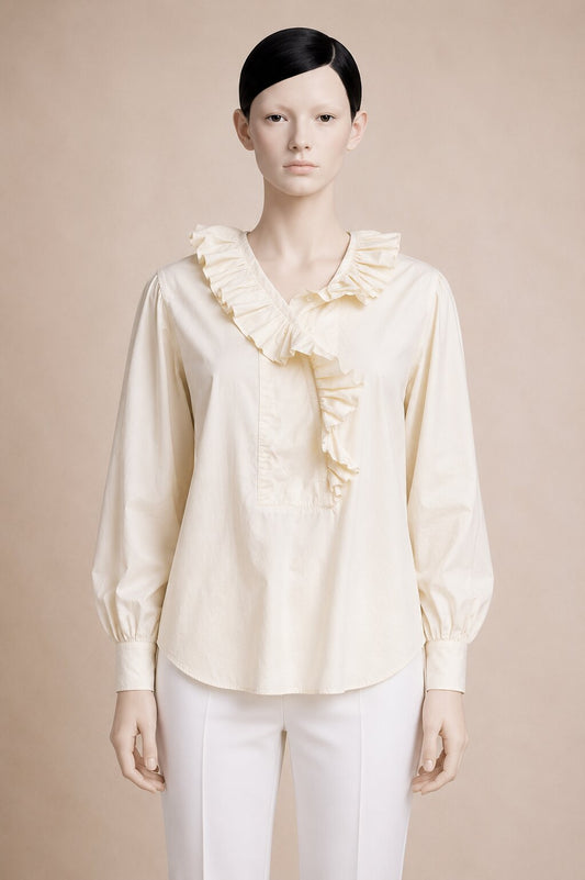 Vintage ruffled blouse Kenzo Paris authentic in ecru cotton