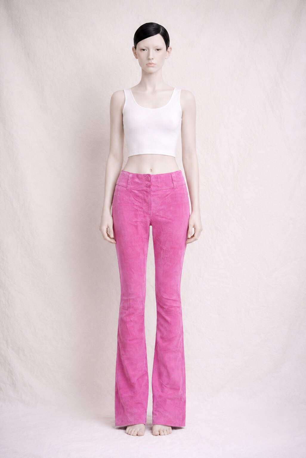 Authentique pantalon Dolce & Gabbana en daim rose fuchsia vintage