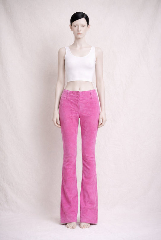 Authentique pantalon Dolce & Gabbana en daim rose fuchsia vintage