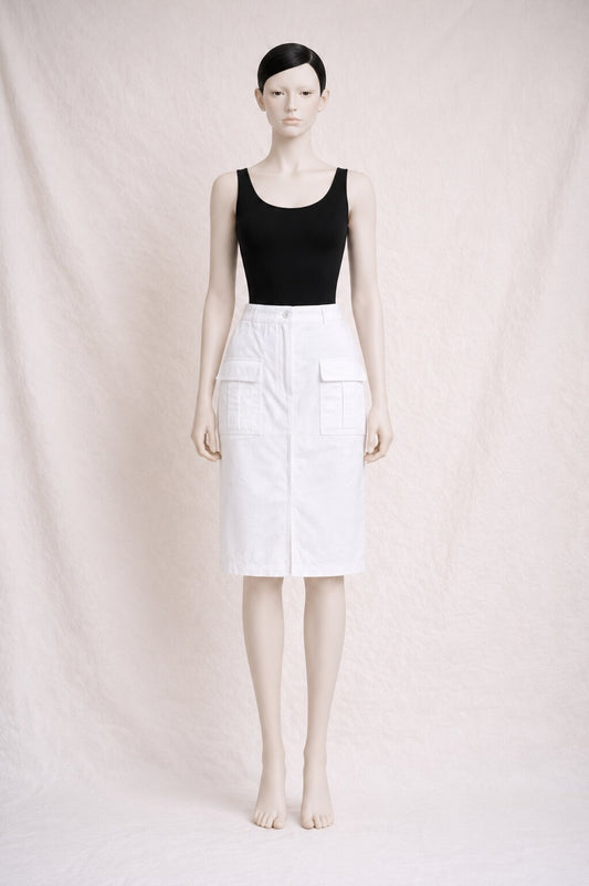 Authentic vintage Burberry white denim cargo skirt