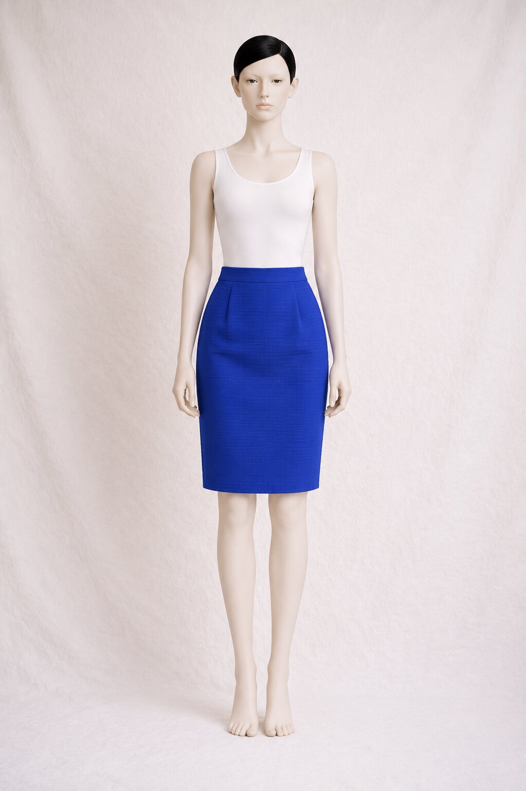 Yves Saint Laurent Vintage Textured Electric Blue Pencil Skirt Authentic