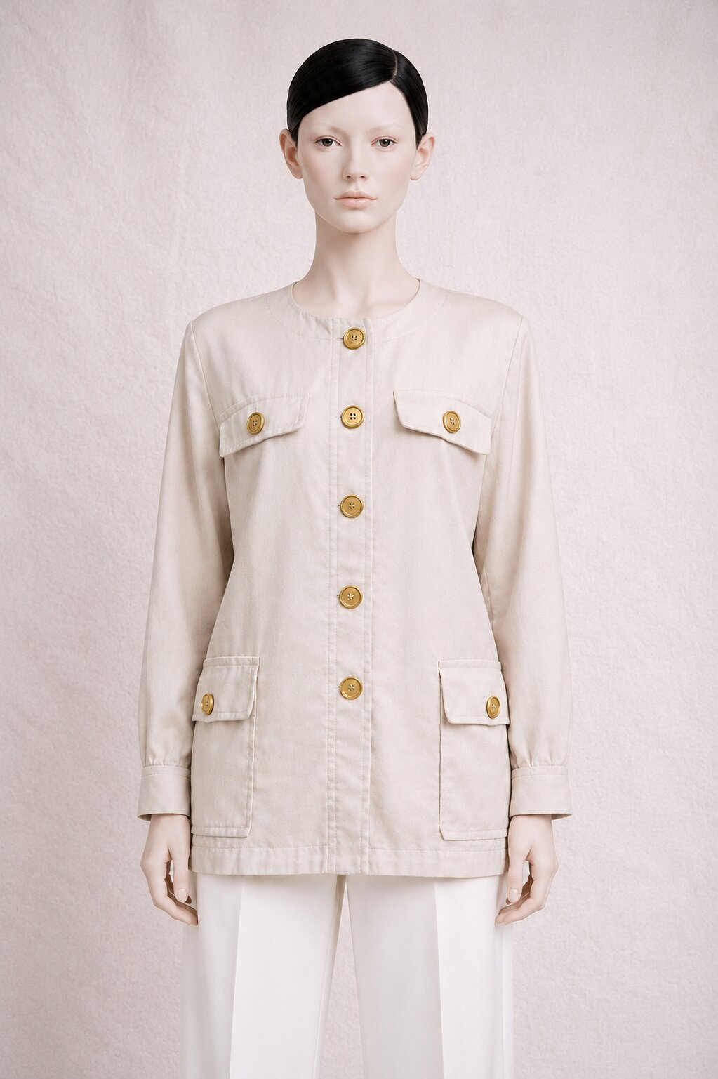 Authentique veste saharienne en laine sable Yves Saint Laurent vintage