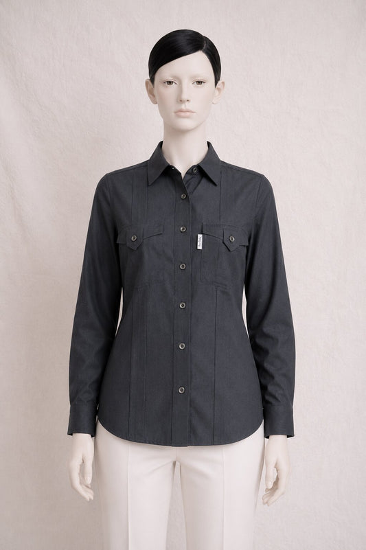 Black Cotton Shirt Pierre Cardin Paris Vintage New