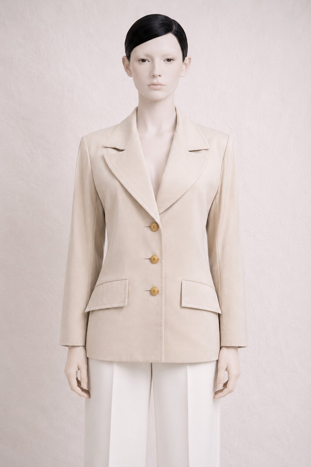Authentique blazer en laine beige Yves Saint Laurent vintage