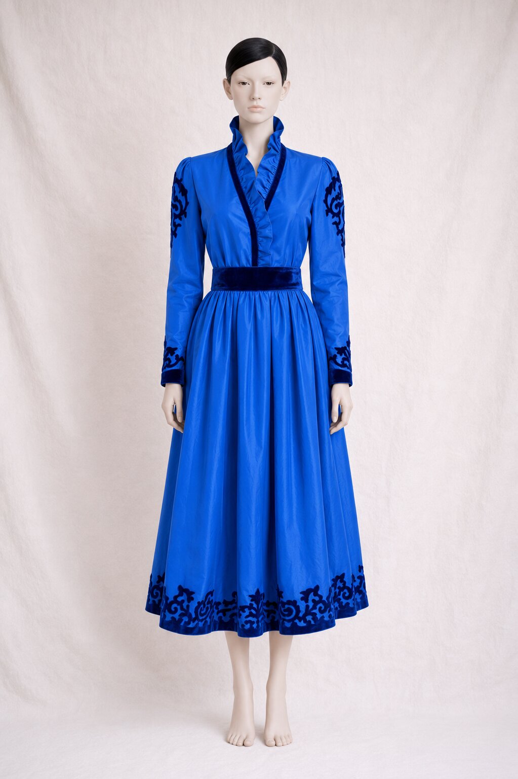 Vintage electric blue evening dress Louis Féraud Paris