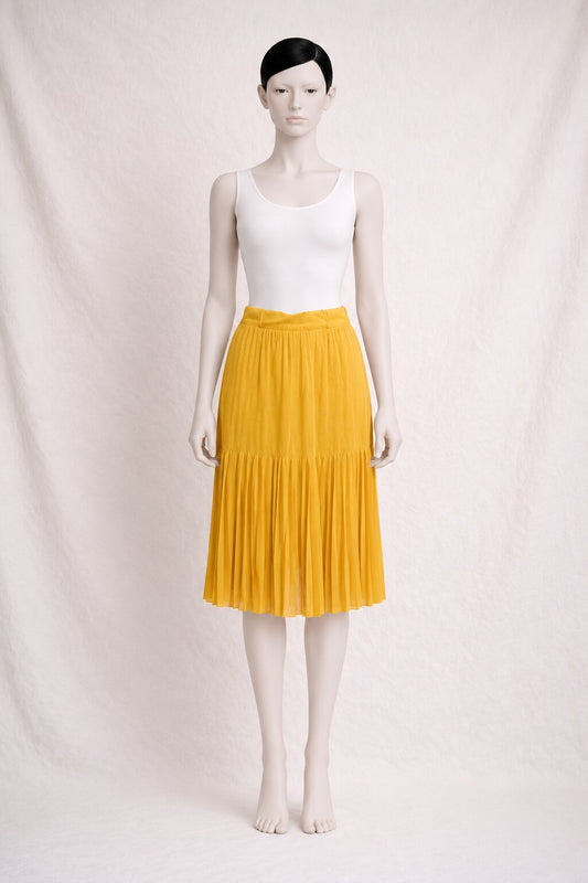 Jupe plissée vintage Jean-Louis Scherrer Boutique Paris jaune soleil