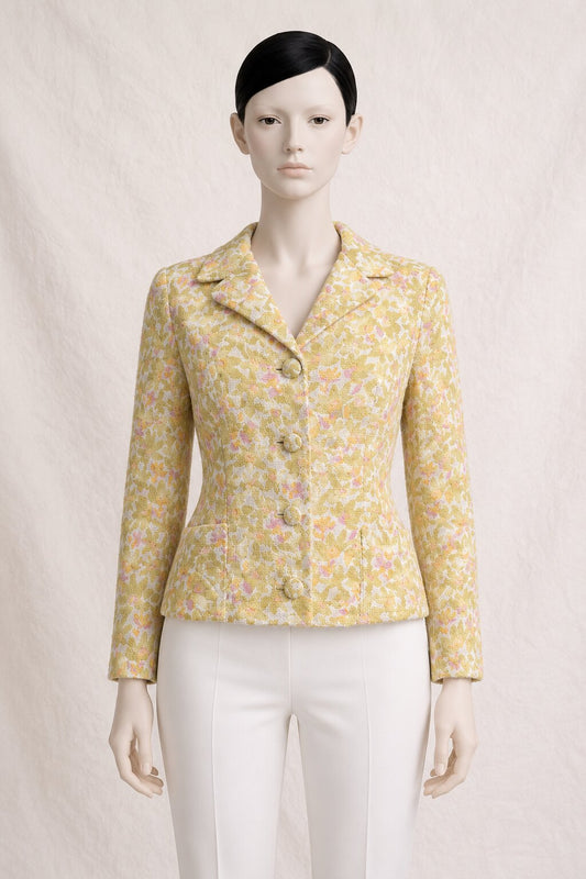Authentic vintage Plein Soleil blazer by Jacques Heim in textured printed cotton