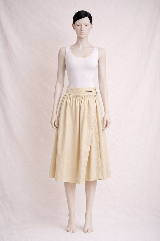 Authentic Courrèges Wrap Skirt in Vintage Ecru Cotton