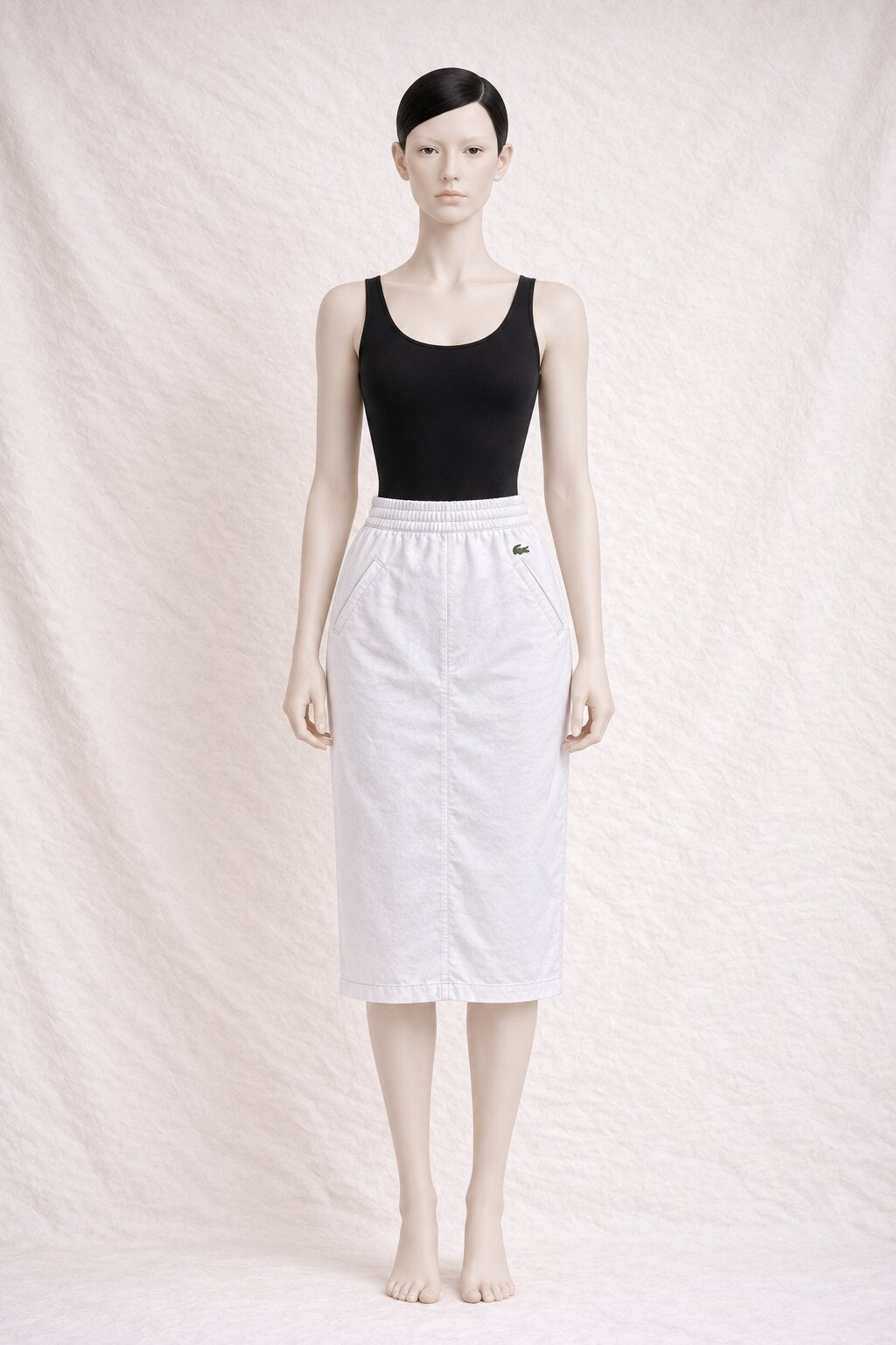 Authentic Vintage White Denim Midi Skirt by Lacoste