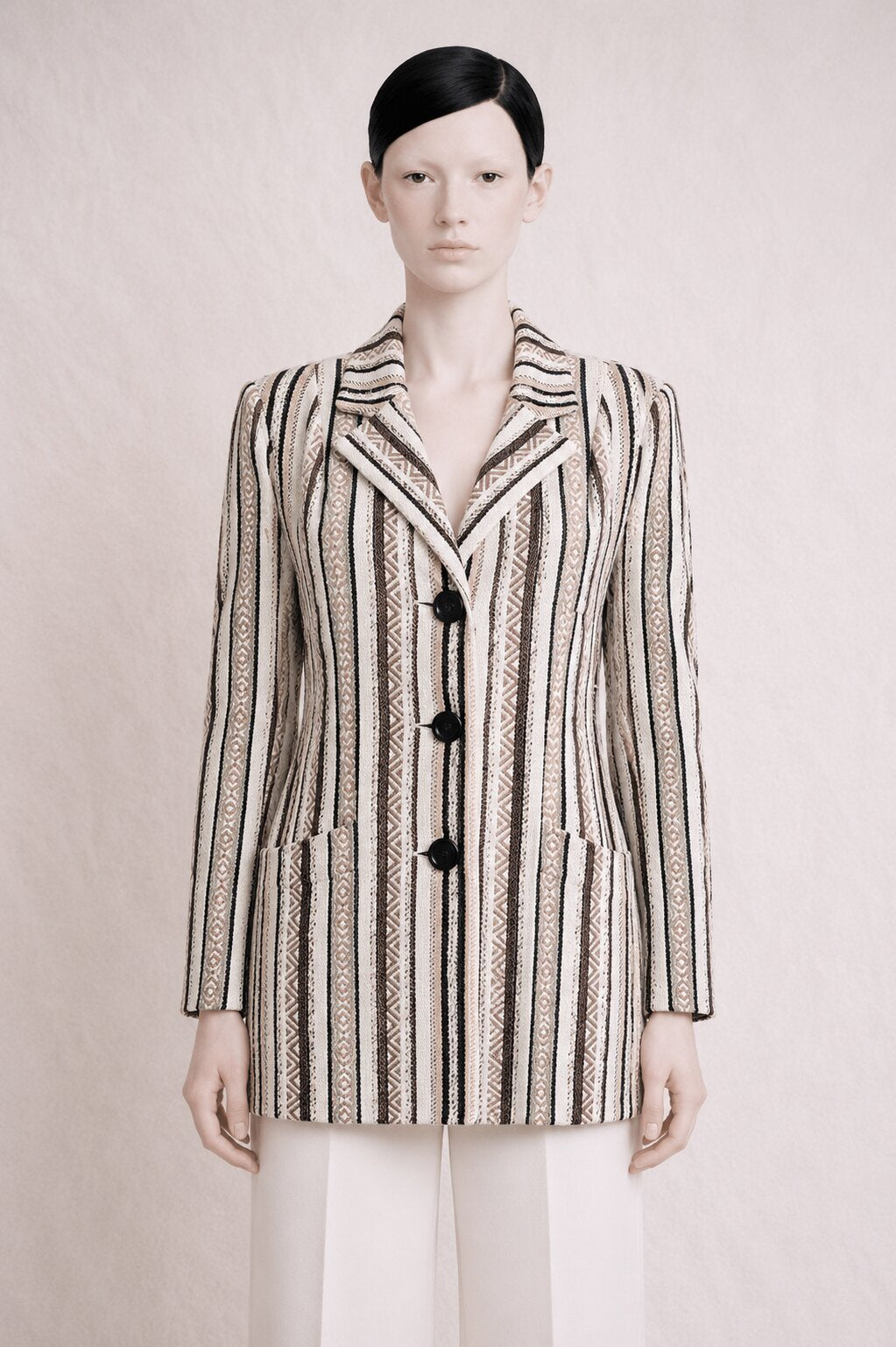 Long Vintage Wool Blazer Rochas Paris