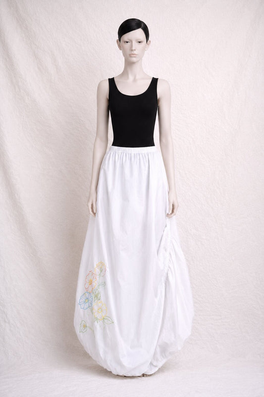 Vintage Kenzo Jungle White Balloon Long Skirt