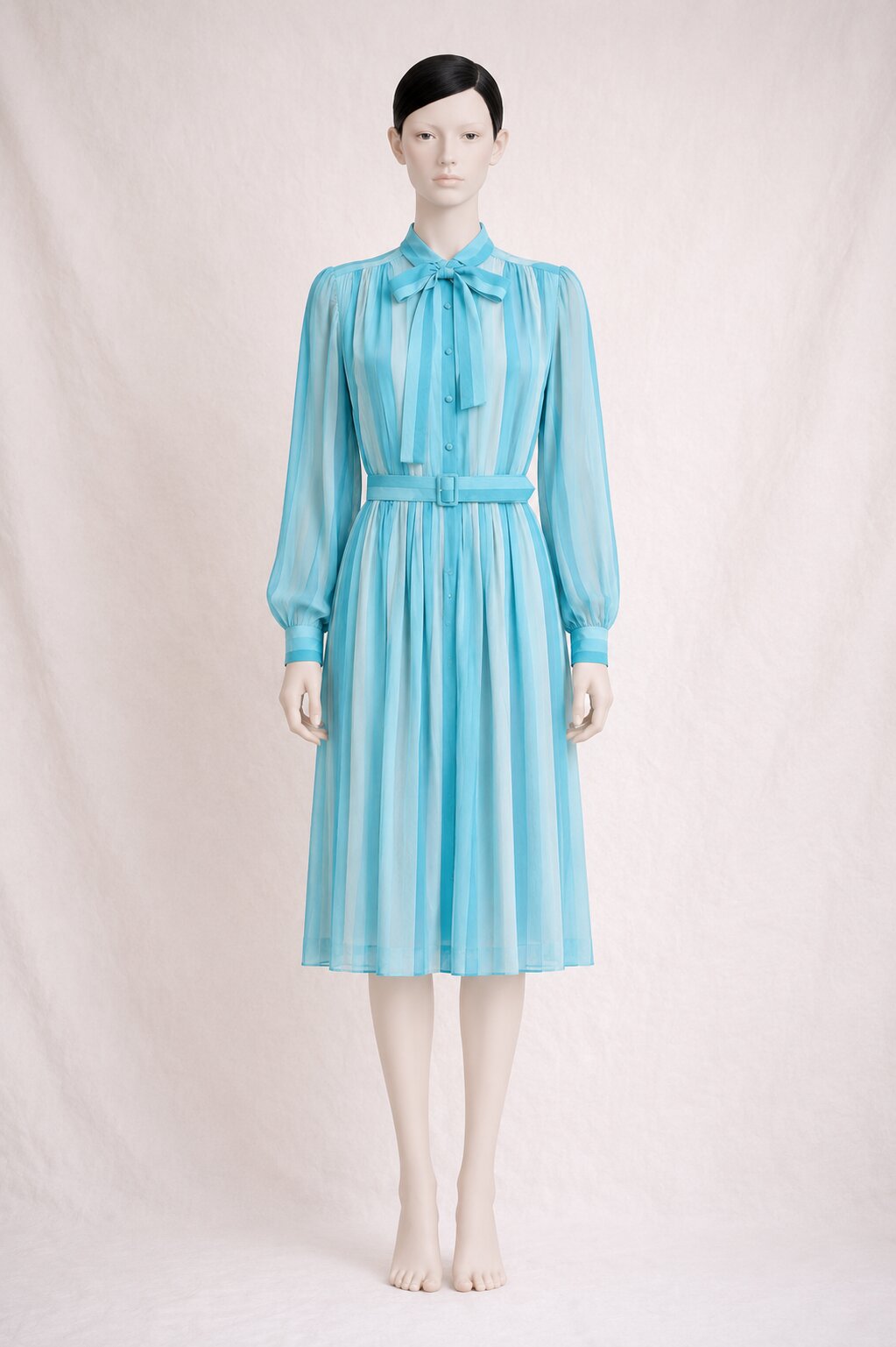 Summer silk dress azure Louis Féraud Paris vintage
