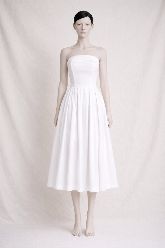 Vintage Strapless White Cotton Dress Laura Ashley