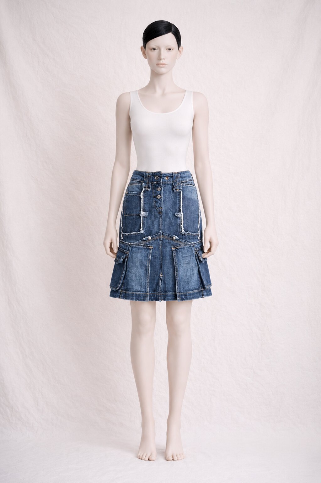Jupe en jean vintage authentique Marithé + François Girbaud