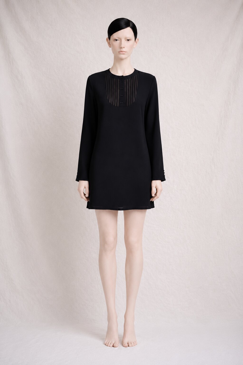 Robe mini noire en laine et soie Vanessa Seward