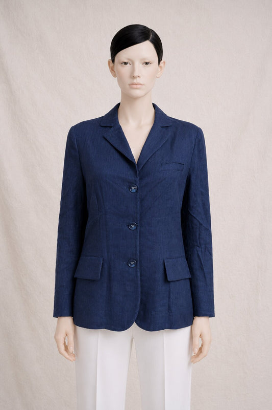 Authentic New Blue Linen Blazer Armani Collezioni