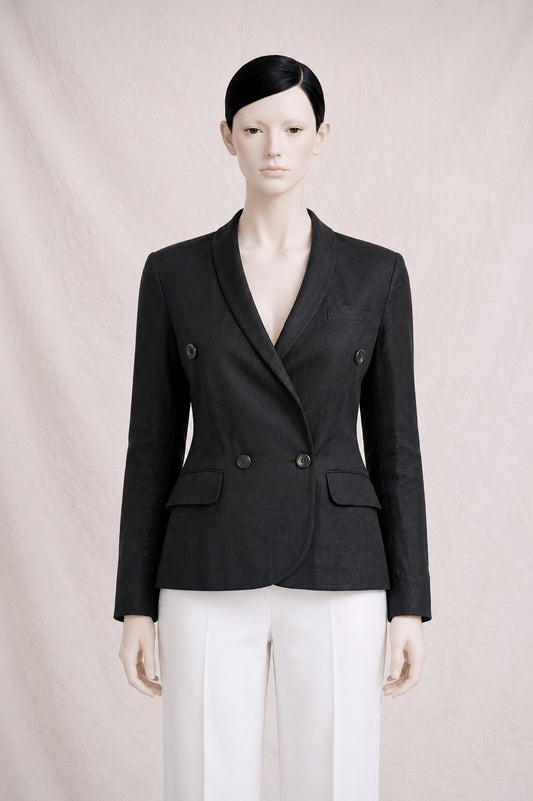 Black Linen Blazer Kenzo City Paris Vintage