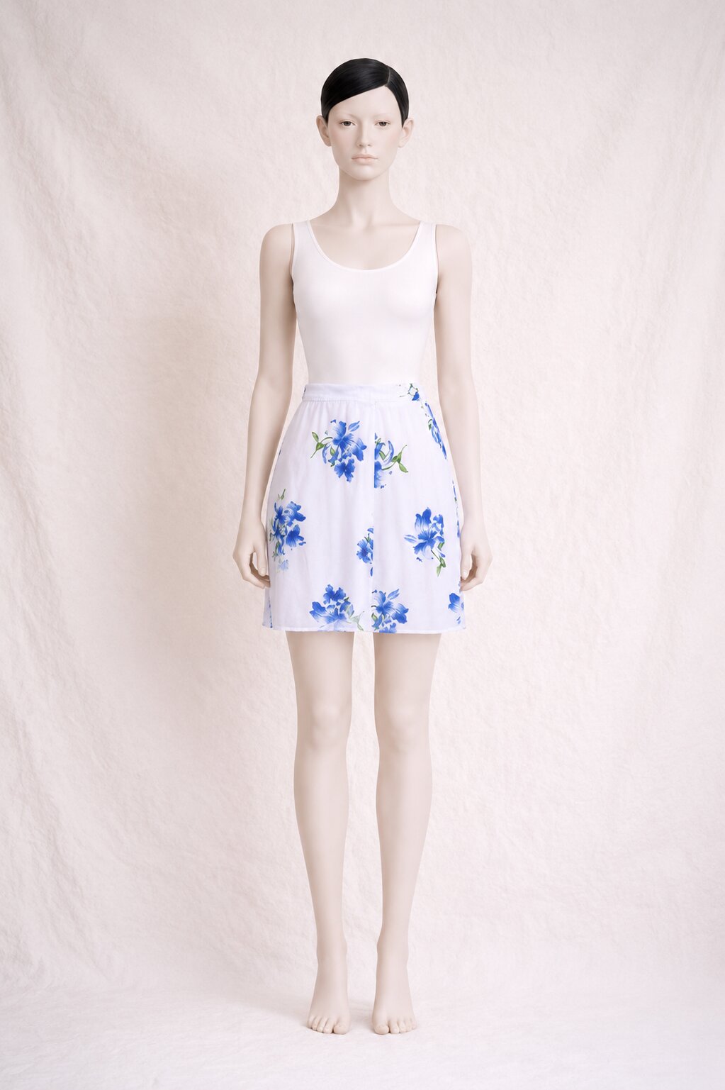 Kenzo Vintage Mini Skirt with Blue Floral Print