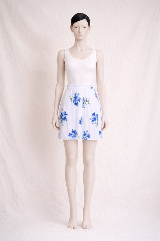 Kenzo Vintage Mini Skirt with Blue Floral Print