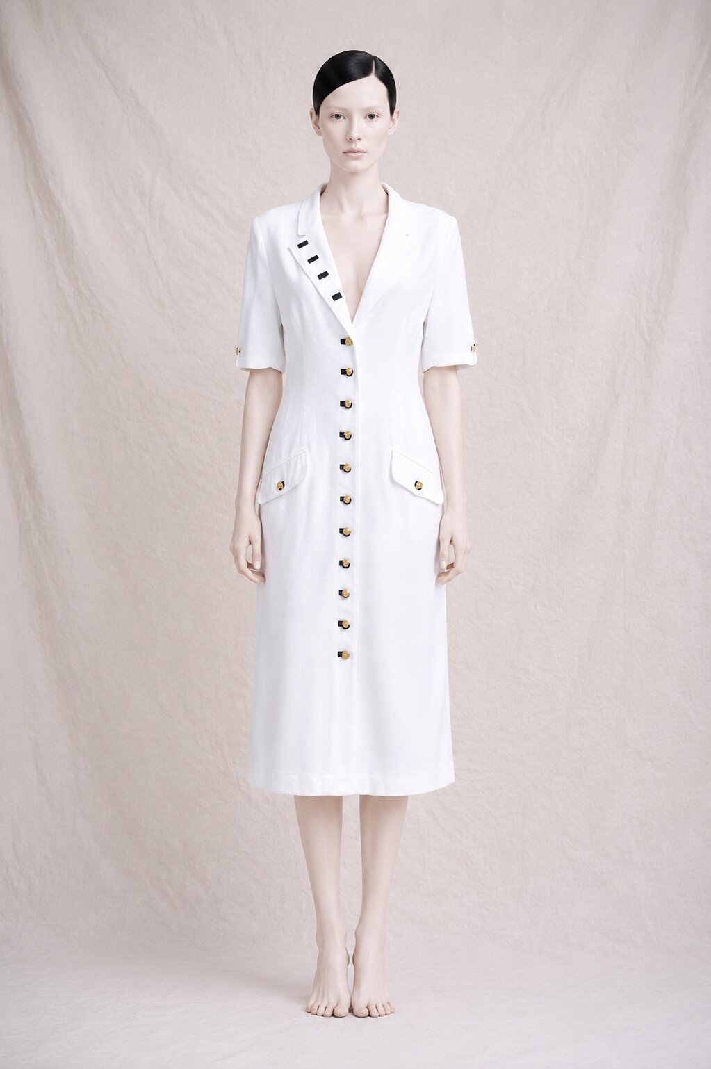 Authentique robe nautique en denim Louis Féraud Paris vintage