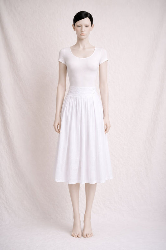 White Flared Midi Skirt Jean Dessès Paris Vintage