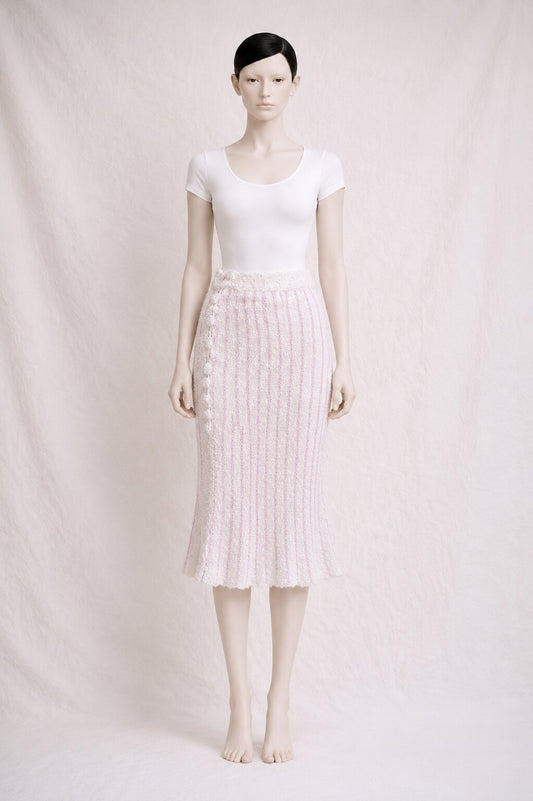Authentic Vintage Louis Féraud Paris Striped Pink and White Knit Skirt