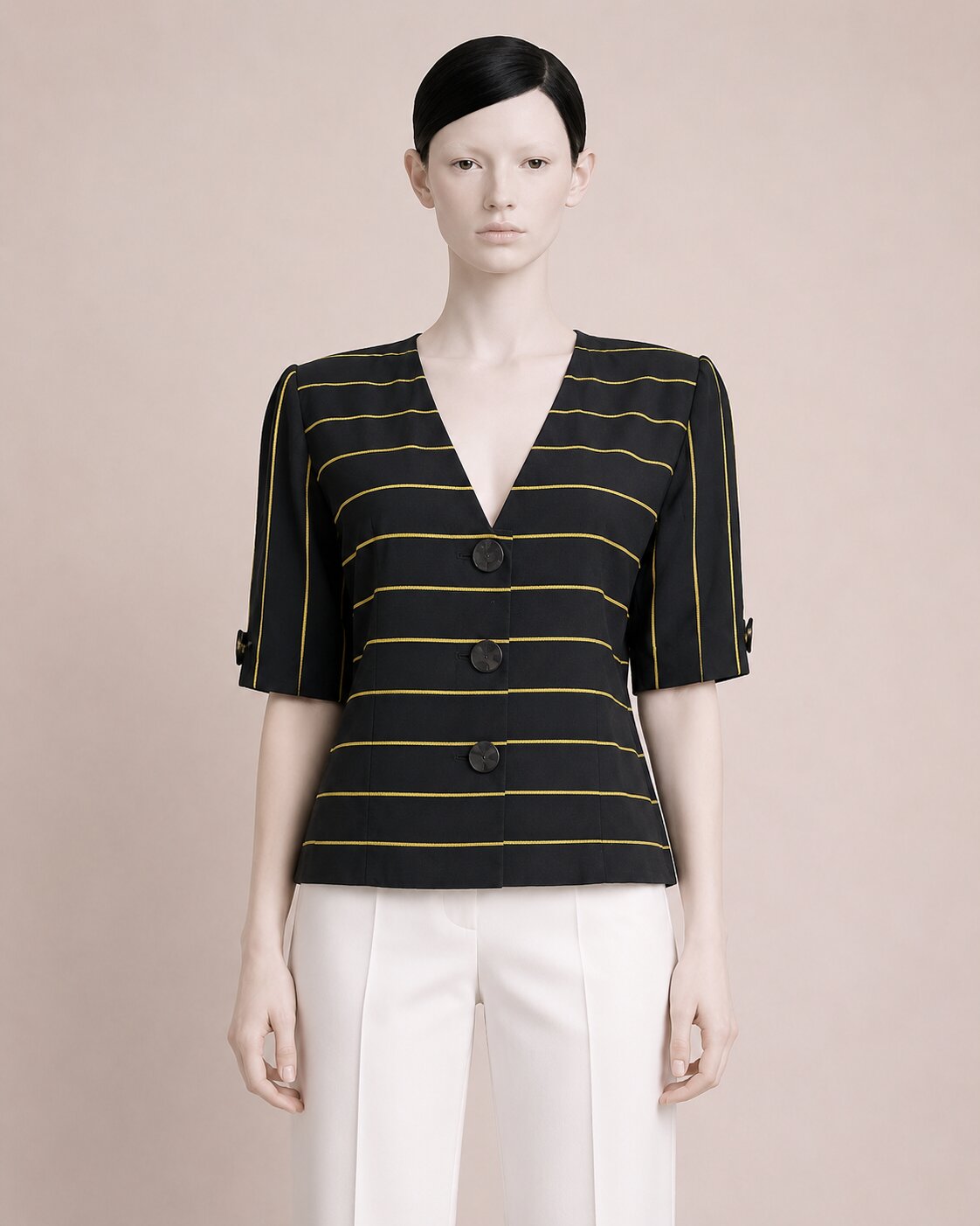 Authentic Pierre Balmain Paris vintage jacket in yellow and black stripes
