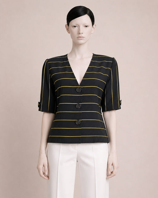 Authentic Pierre Balmain Paris vintage jacket in yellow and black stripes