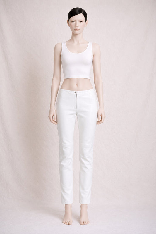 Authentic Gianfranco Ferré vintage white leather trousers